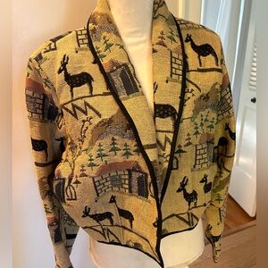 80’s Woven Tapestry Jacket Mountain Village Western XL Vintage
